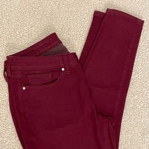 Burgundy skinny ankle jeans